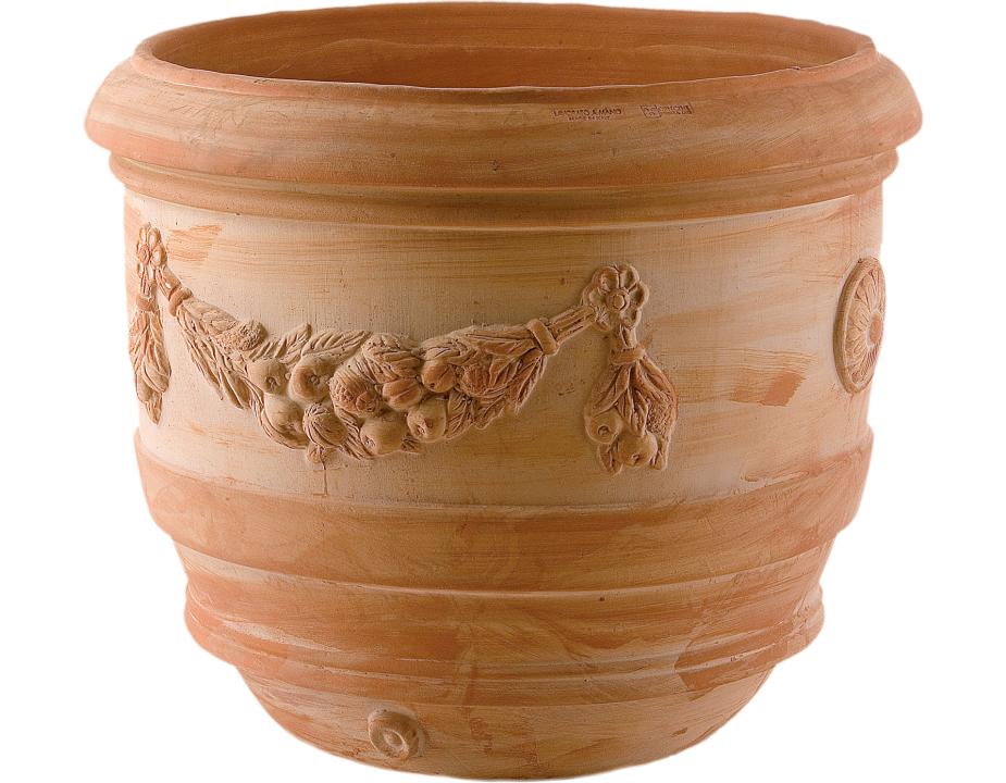Terracotta vase GALESTRO TOSCANO festooned barrel diam. 60/70 cm - h 51/58 cm