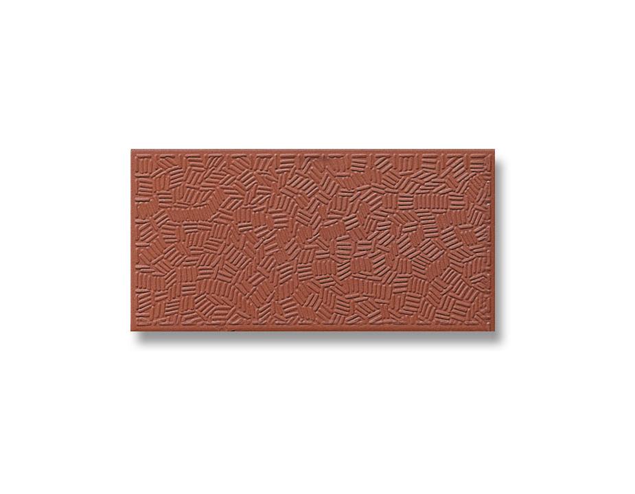 Red stoneware_ Knurled rectangle