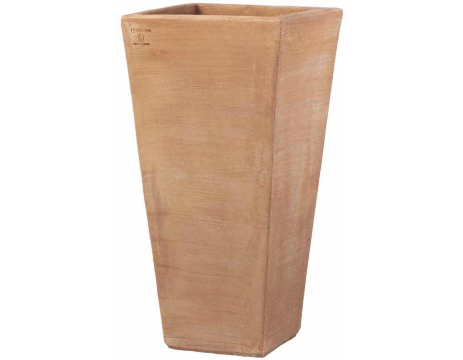 Handmade square tall terracotta vase Moderne line